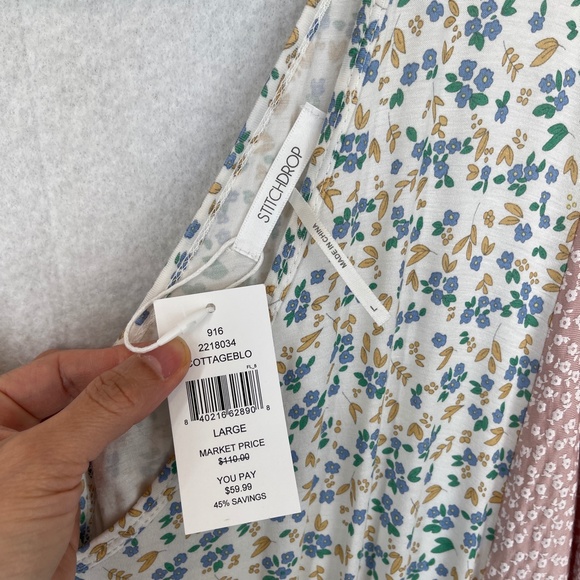 Stitchdrop Cottage Bloom Flutter Sleeve V neck Mini Dress Floral - Picture 6 of 11